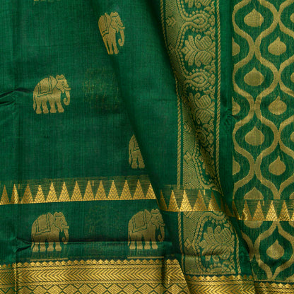 Green Kanchi Silk Cotton Saree For Festive Wear VP SC 236