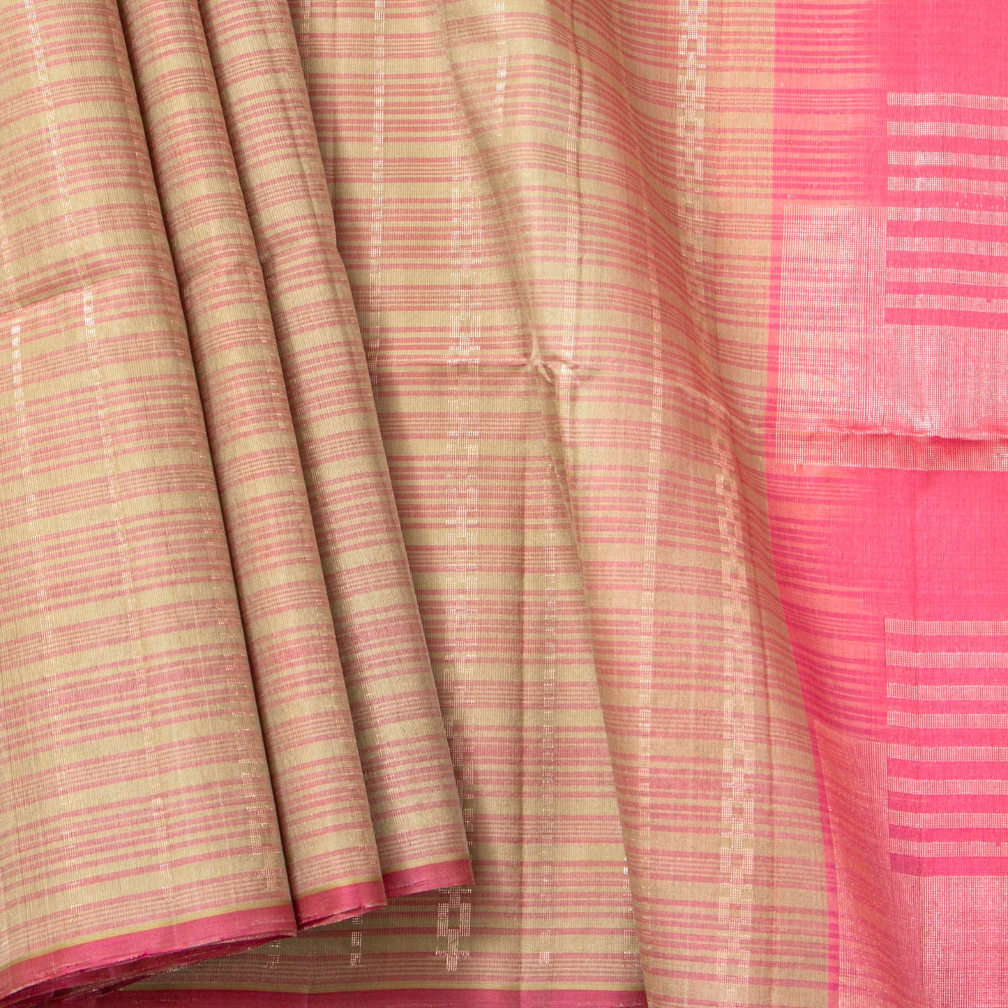 Green And Pink Borderless Kanchipuram Soft Silk Saree For Festive Wear PV RSP 187