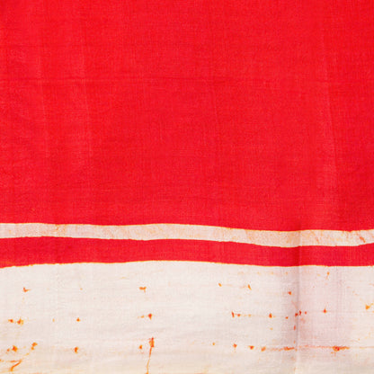 Red Batik Silk Saree With White Floral Designs For Office Wear PB 345