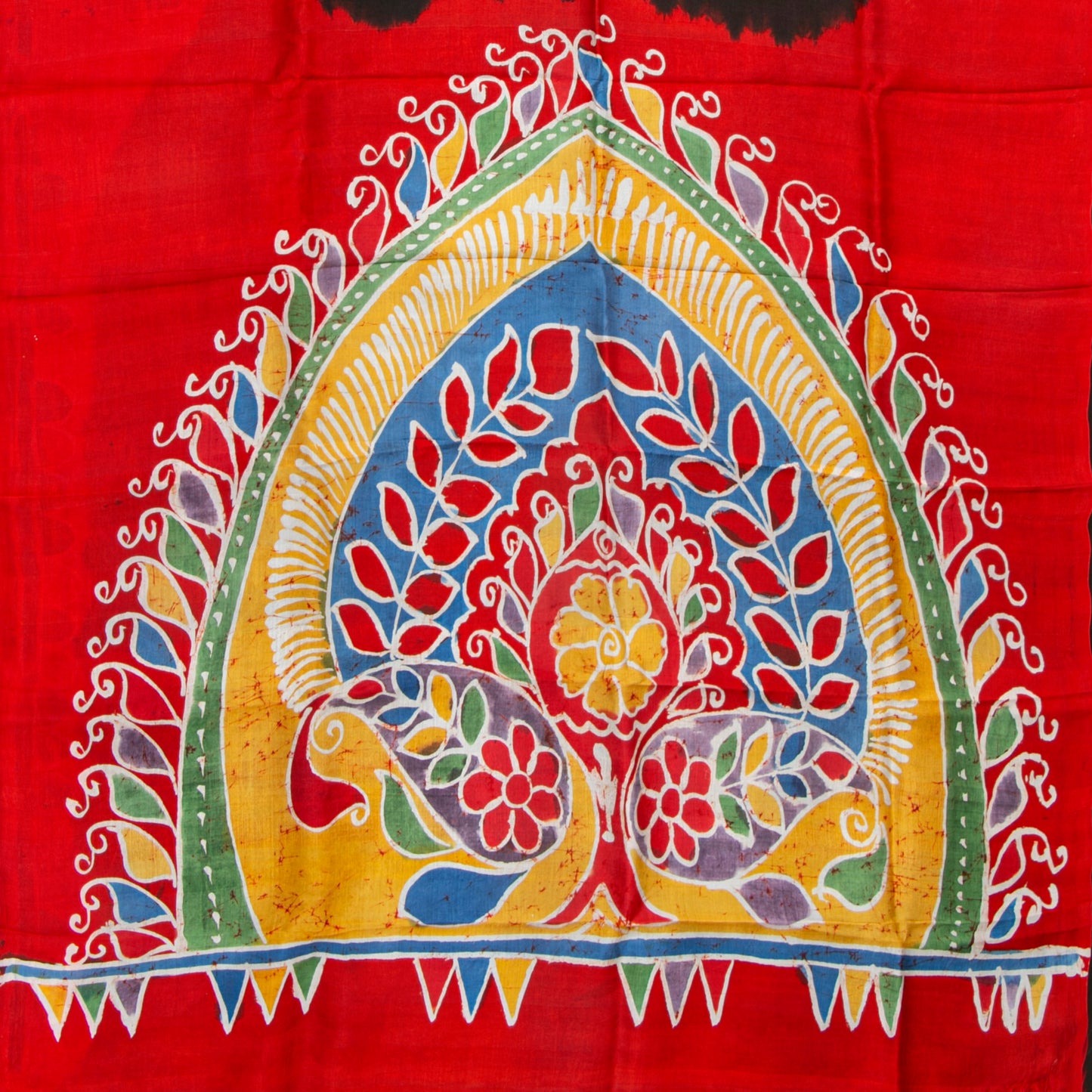 Black And Red Lightweight Batik Silk Saree For Office Wear PB 346