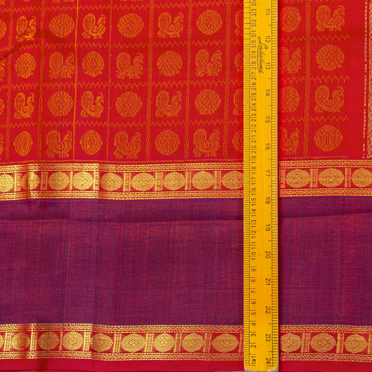 Red And Magenta Kanchi Silk Cotton Saree For Festive Wear VP SC 192