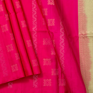 Pink And Beige Borderless Kanchipuram Soft Silk Saree For Festive Wear PV RSP 170