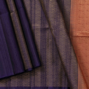 Blue And Peach Borderless Kanchipuram Soft Silk Saree For Festive Wear PV RSP 175