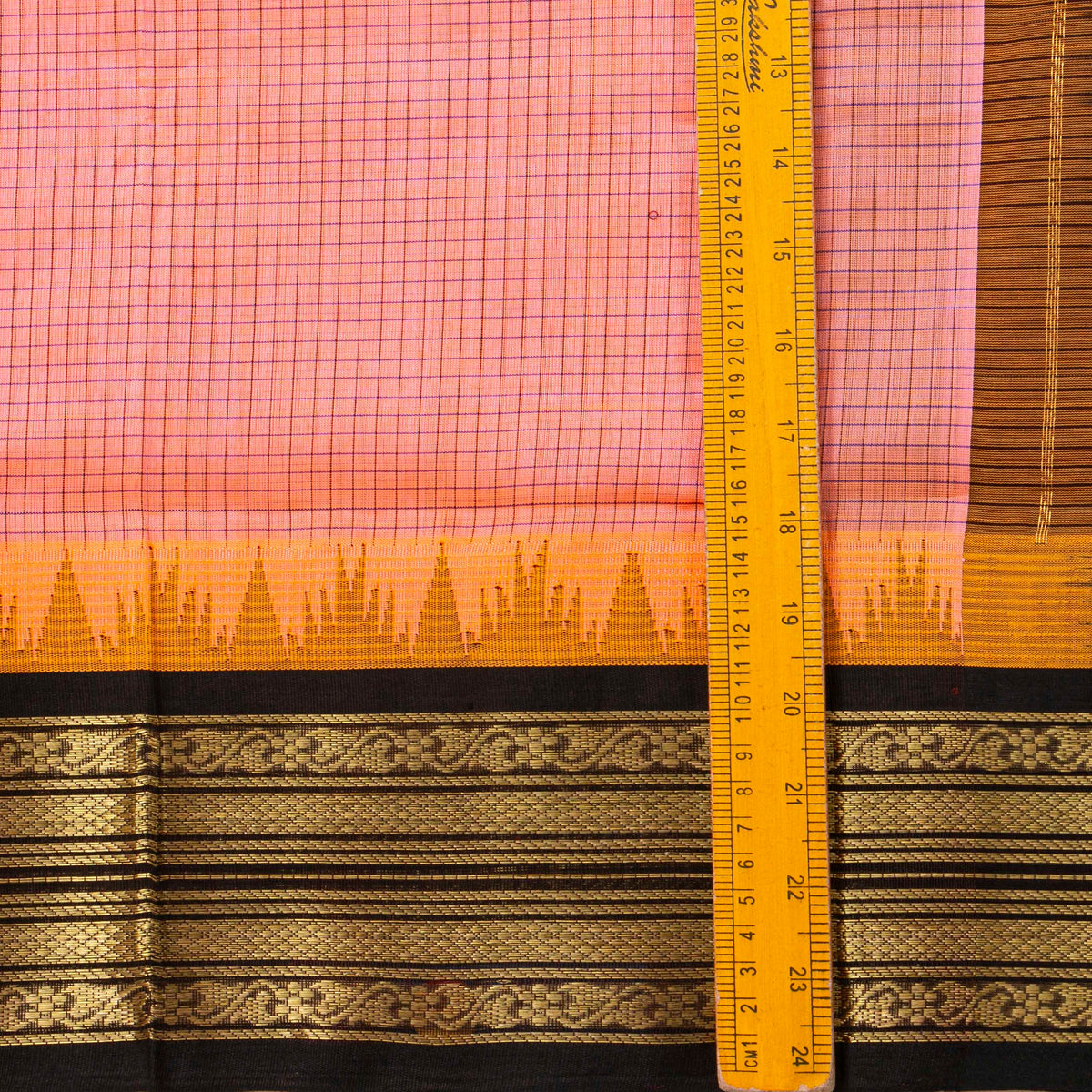 Pink And Brown Kanchi Silk Cotton Saree For Festive Wear VP SC 206