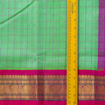 Sea Green And Magenta Kanchi Silk Cotton Saree For Festive Wear VP SC 205