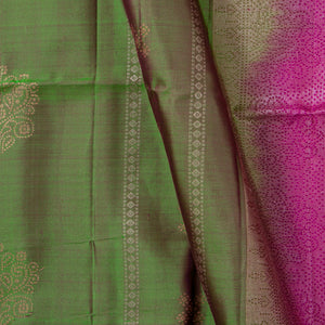 Green And Pink Borderless Kanchipuram Soft Silk Saree For Festive Wear PV RSP 168