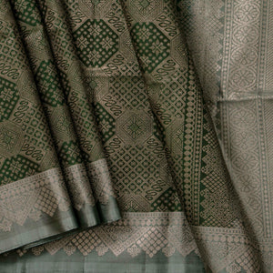 Green And Grey Kanchipuram Soft Silk Saree For Festive Wear PV RSP 165
