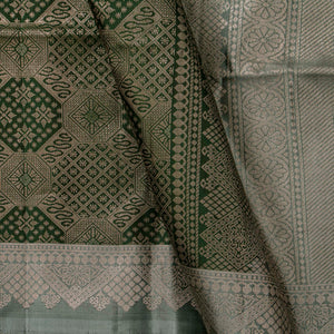 Green And Grey Kanchipuram Soft Silk Saree For Festive Wear PV RSP 165