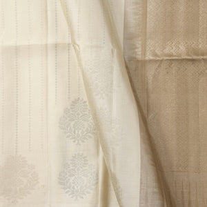 Off White And Beige Borderless Kanchipuram Soft Silk Saree For Festive Wear PV RSP 164