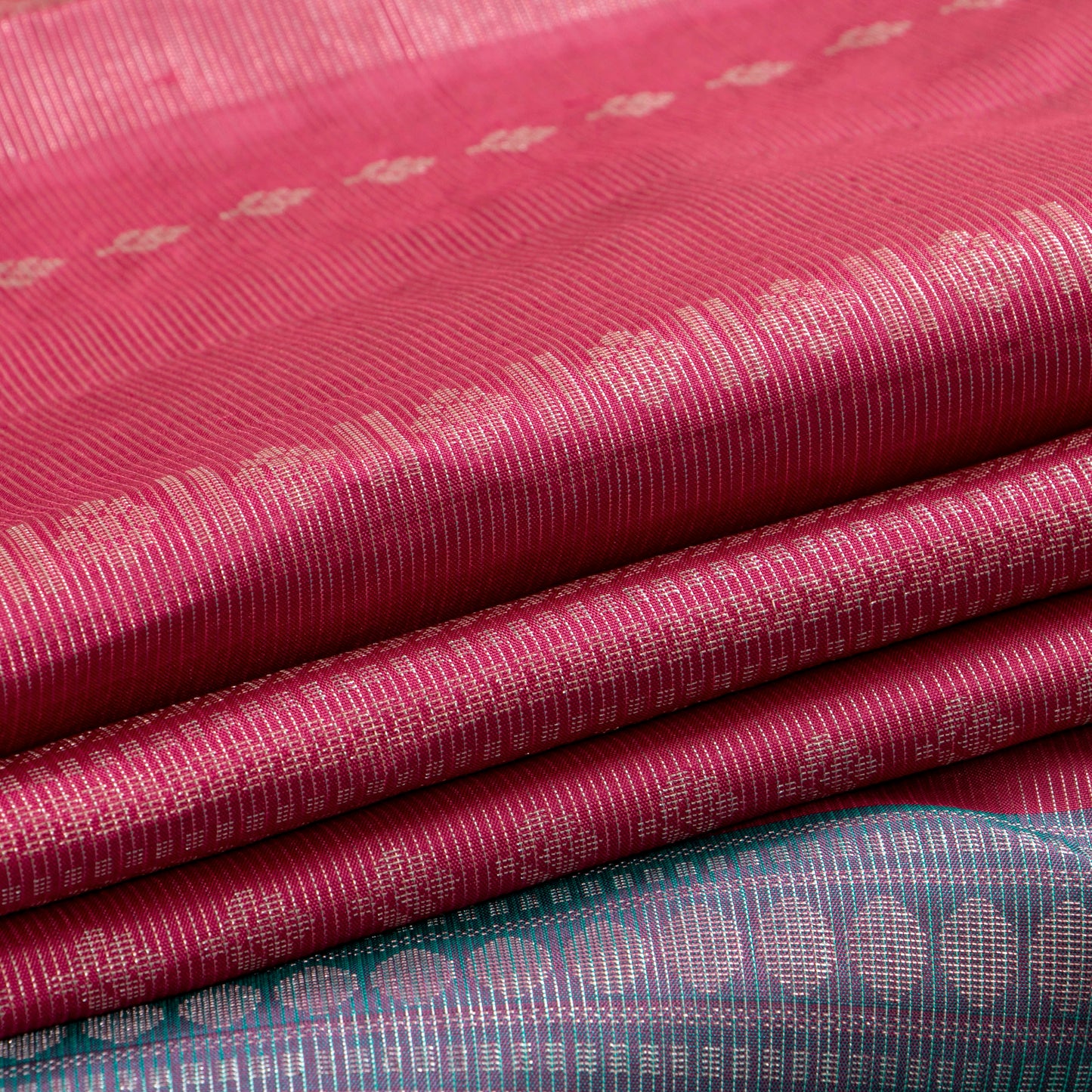 Pink And Sea Green Borderless Kanchipuram Soft Silk Saree For Festive Wear PV RSP 163
