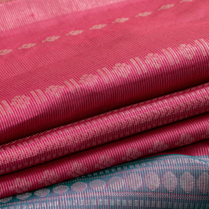 Pink And Sea Green Borderless Kanchipuram Soft Silk Saree For Festive Wear PV RSP 163