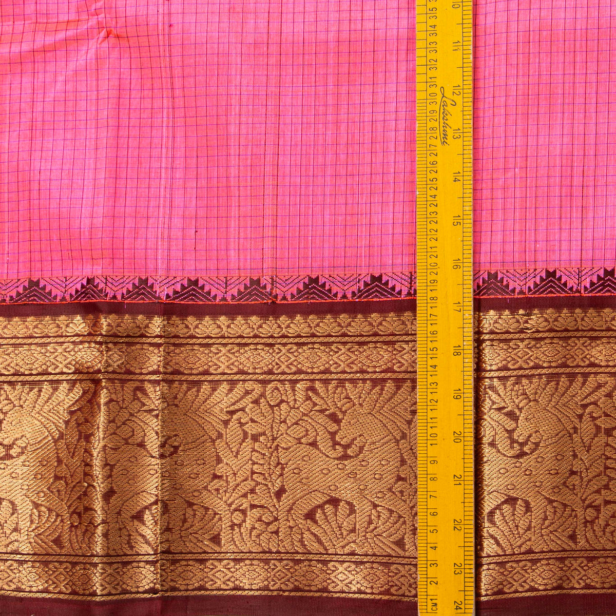 Pink And Brown Kanchi Silk Cotton Saree For Festive Wear VP SC 233