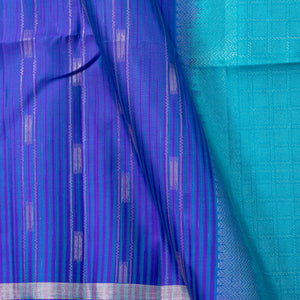 Royal Blue And Aqua Blue  Kanchipuram Soft Silk Saree For Festive Wear PV RSP 162