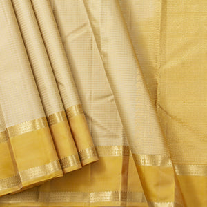 Off White And Beige Kanchipuram Soft Silk Saree For Festive Wear PV RSP 198