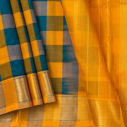 Multi Colour Checks Kanchi Silk Cotton Saree For Festive Wear VP SC 271