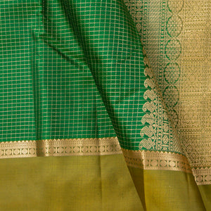 Green And Mustard Kanchipuram Soft Silk Saree For Festive Wear PV RSP 197
