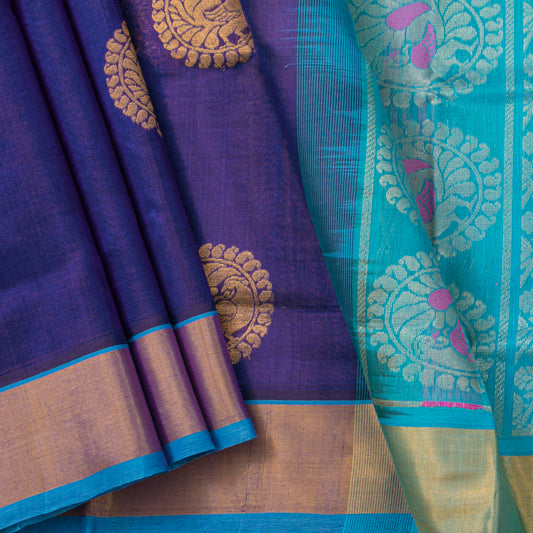 Blue Kanchi Silk Cotton Saree For Festive Wear VP SC 265