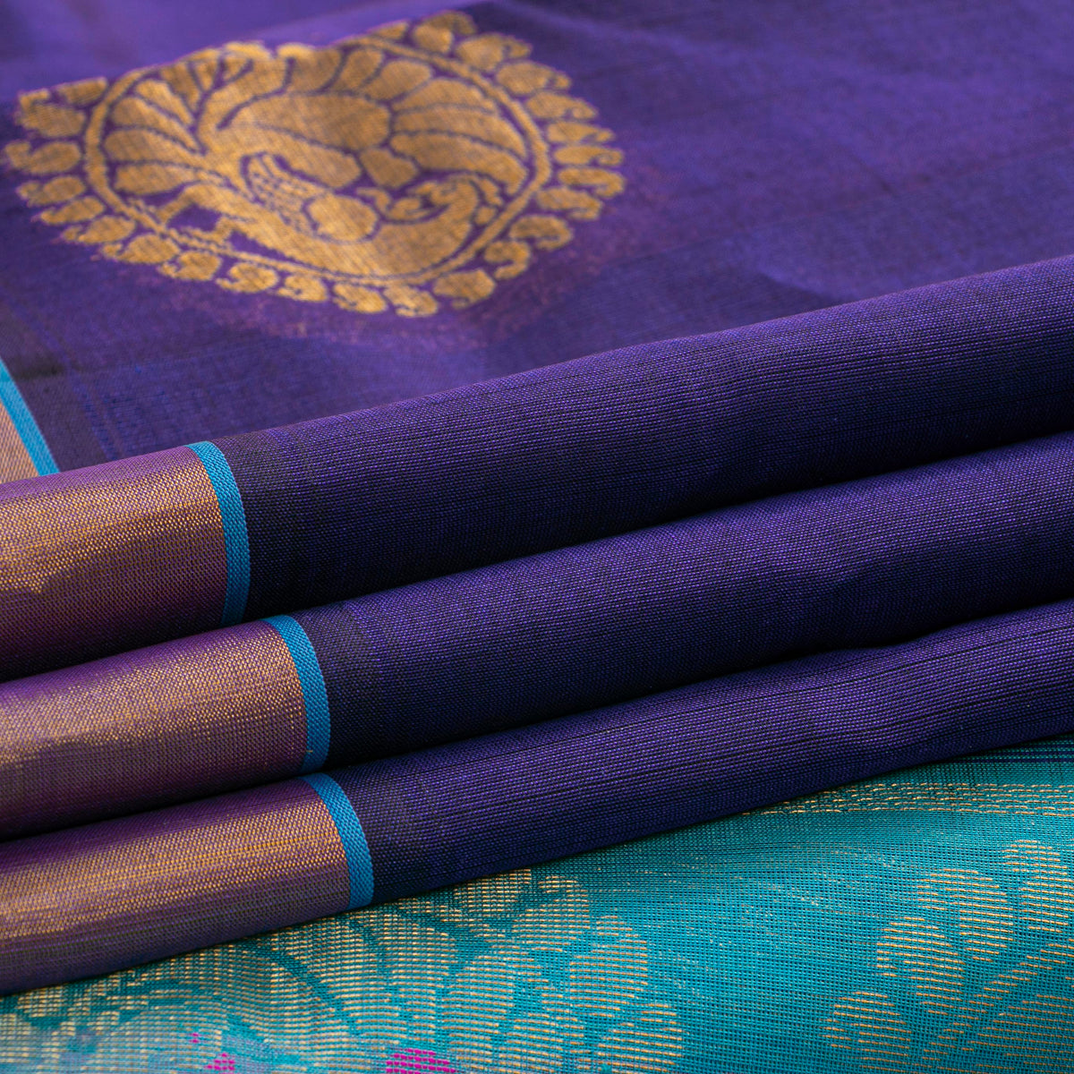 Blue Kanchi Silk Cotton Saree For Festive Wear VP SC 265