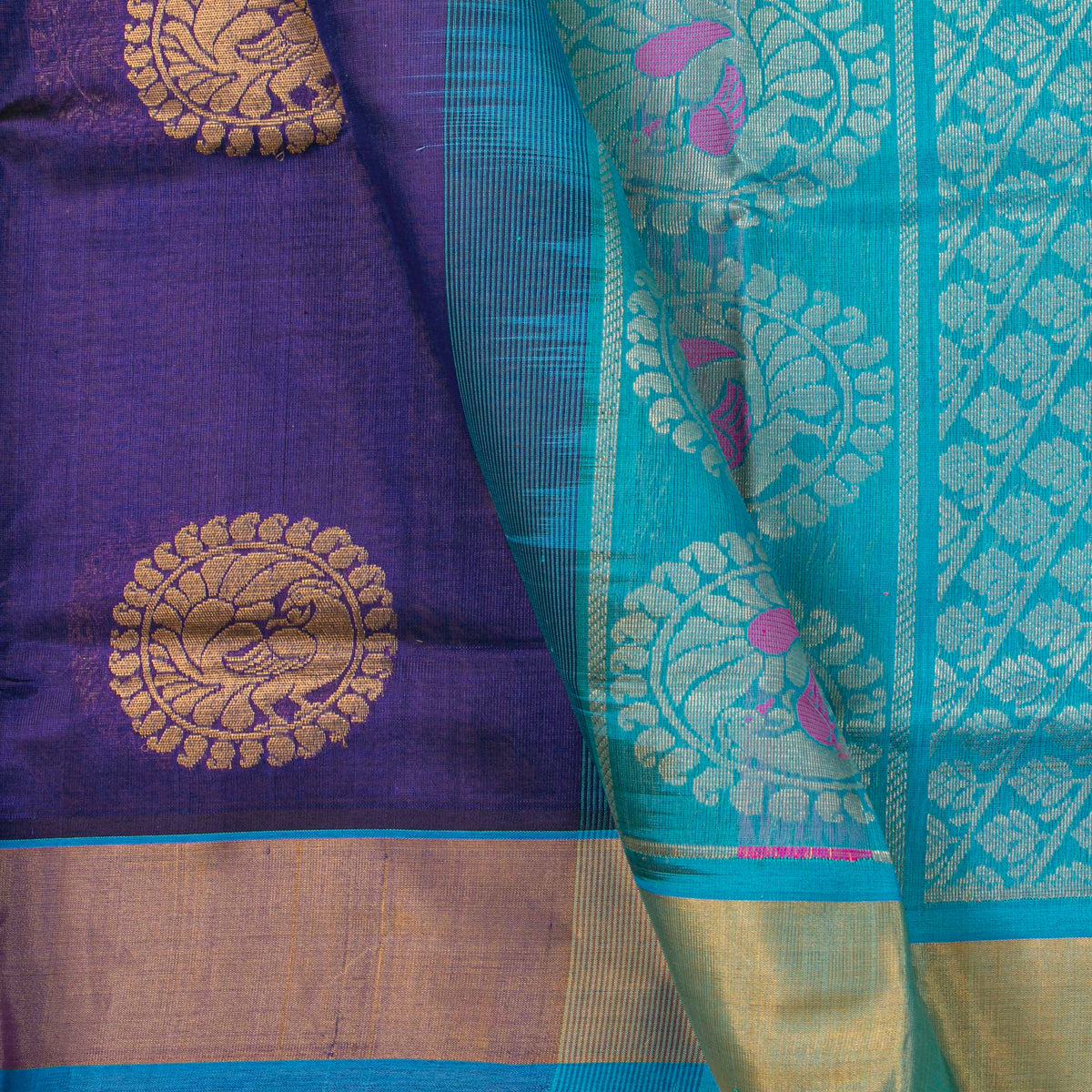 Blue Kanchi Silk Cotton Saree For Festive Wear VP SC 265