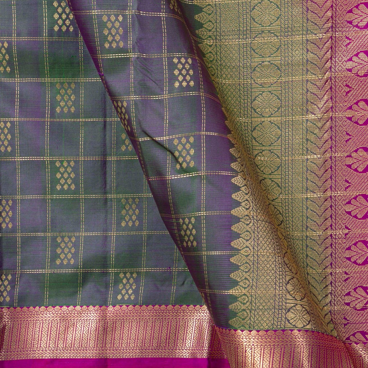 Grey And Pink Kanchipuram Soft Silk Saree For Festive Wear PV RSP 191