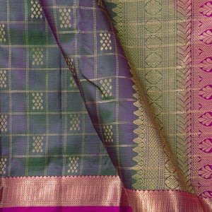 Grey And Pink Kanchipuram Soft Silk Saree For Festive Wear PV RSP 191