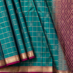 Blue And Magenta Kanchipuram Soft Silk Saree For Festive Wear PV RSP 189