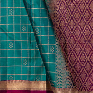 Blue And Magenta Kanchipuram Soft Silk Saree For Festive Wear PV RSP 189