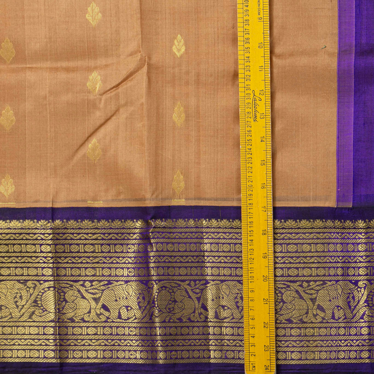Fawn And Violet Kanchi Silk Cotton Saree For Festive Wear VP SC 276