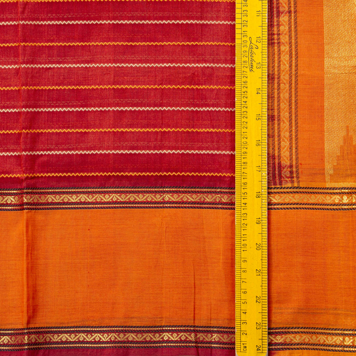 Red And Orange Kanchi Silk Cotton Saree For Festive Wear VP SC 277