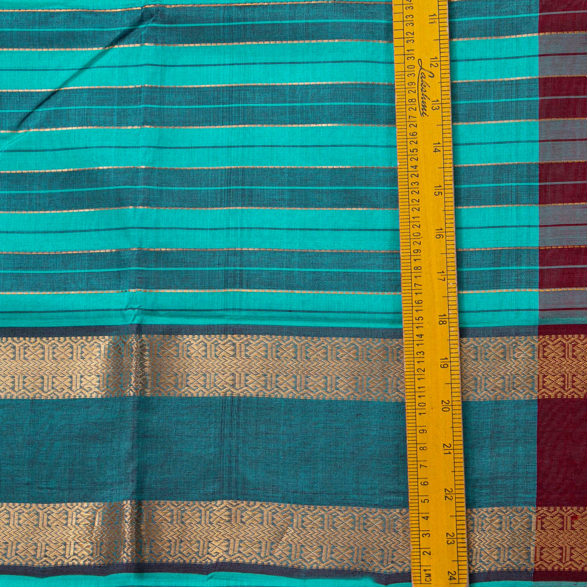 Blue And Maroon Kanchi Silk Cotton Saree For Festive Wear VP SC 267