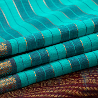 Blue And Maroon Kanchi Silk Cotton Saree For Festive Wear VP SC 267
