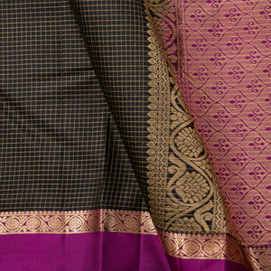 Black And Magenta Kanchipuram Soft Silk Saree For Festive Wear PV RSP 193
