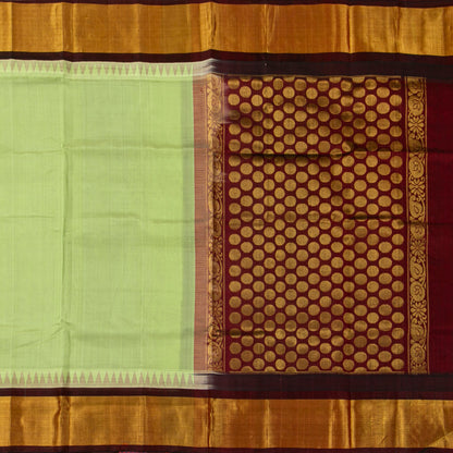 Pista Green And Maroon Kanchi Silk Cotton Saree For Festive Wear VP SC 268