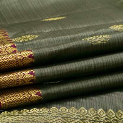 Grey And Magenta Kanchipuram Soft Silk Saree For Festive Wear PV RSP 212