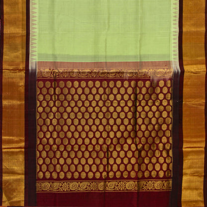Pista Green And Maroon Kanchi Silk Cotton Saree For Festive Wear VP SC 268
