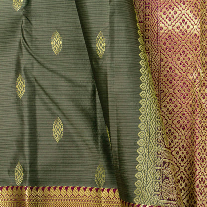 Grey And Magenta Kanchipuram Soft Silk Saree For Festive Wear PV RSP 212