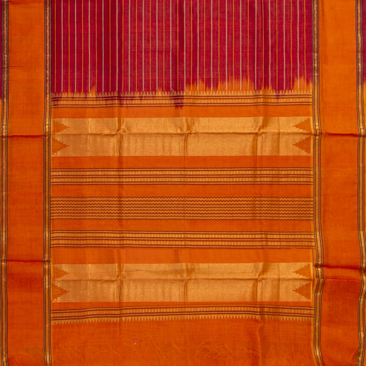Red And Orange Kanchi Silk Cotton Saree For Festive Wear VP SC 277