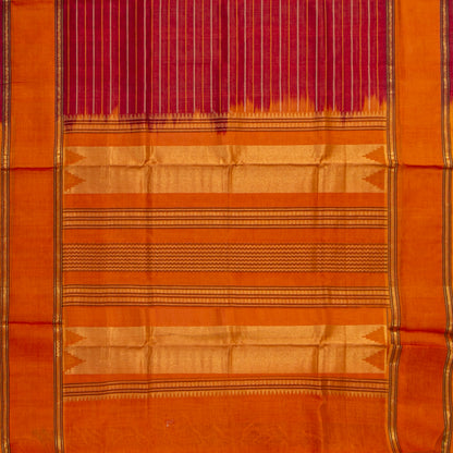 Red And Orange Kanchi Silk Cotton Saree For Festive Wear VP SC 277