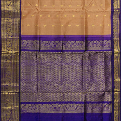 Fawn And Violet Kanchi Silk Cotton Saree For Festive Wear VP SC 276