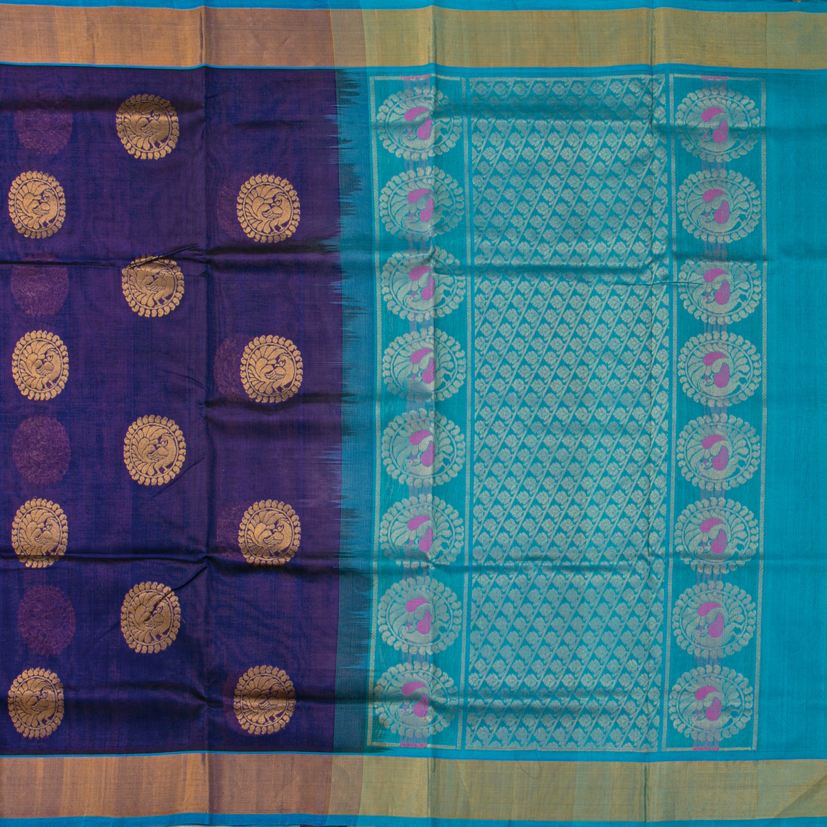 Blue Kanchi Silk Cotton Saree For Festive Wear VP SC 265
