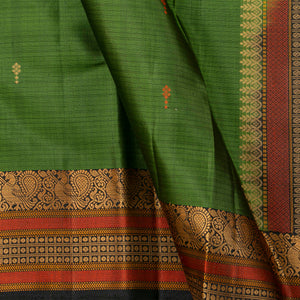 Green And Black Kanchipuram Silk Saree No Zari For Festive Wear PV RSP 188