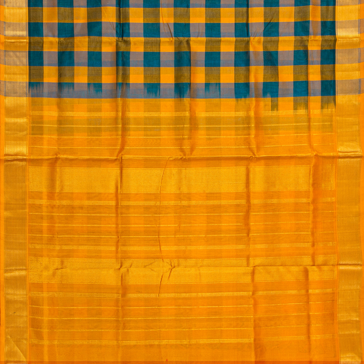 Multi Colour Checks Kanchi Silk Cotton Saree For Festive Wear VP SC 271