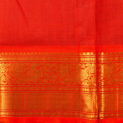 Blue And Orange Kanchi Silk Cotton Saree For Festive Wear VP SC 219