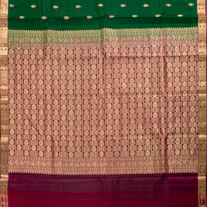 Green And Maroon Kanchipuram Soft Silk Saree For Festive Wear PV RSP 216