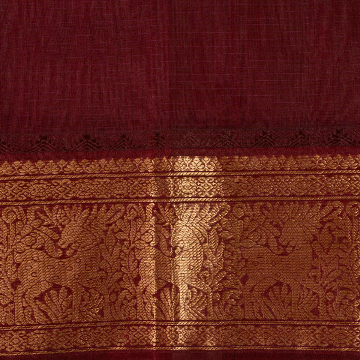 Pink And Brown Kanchi Silk Cotton Saree For Festive Wear VP SC 233