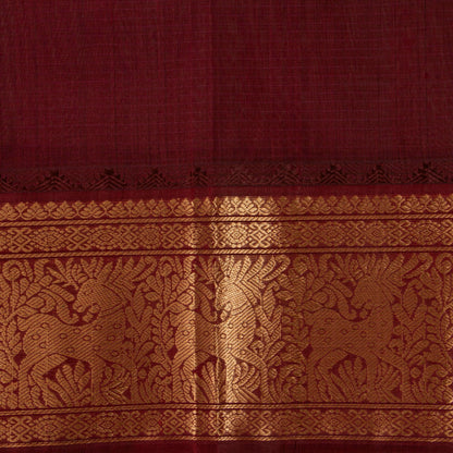 Pink And Brown Kanchi Silk Cotton Saree For Festive Wear VP SC 233