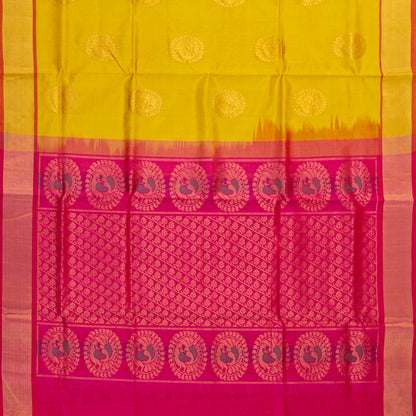Yellow And Pink Kanchi Silk Cotton Saree For Festive Wear VP SC 261
