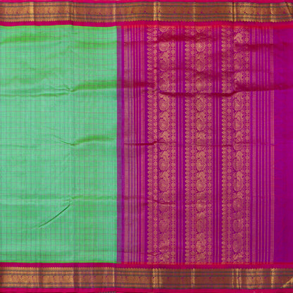 Sea Green And Magenta Kanchi Silk Cotton Saree For Festive Wear VP SC 205