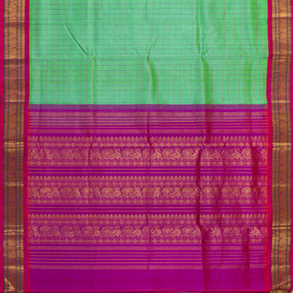 Sea Green And Magenta Kanchi Silk Cotton Saree For Festive Wear VP SC 205