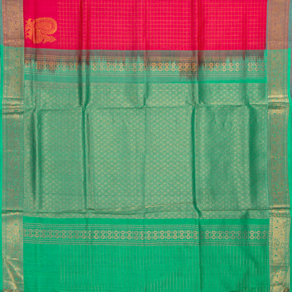 Pink And Sea Green Kanchi Silk Cotton Saree For Festive Wear VP SC 218
